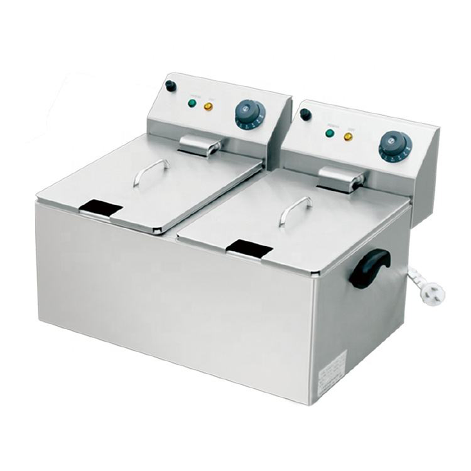 Digital Commercial Fryer 4kW Dual Tank Adjustable Temperature