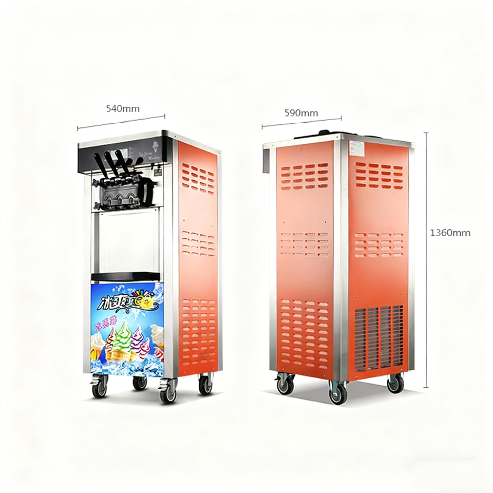Dual Flavor Ice Cream Machine 18 to 28 Liters per Hour Output