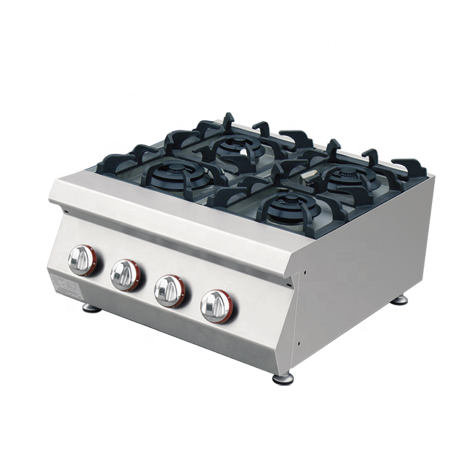 E-RQB-600 Commercial 4-Burner Tabletop Gas Range Stainless Steel 16kW