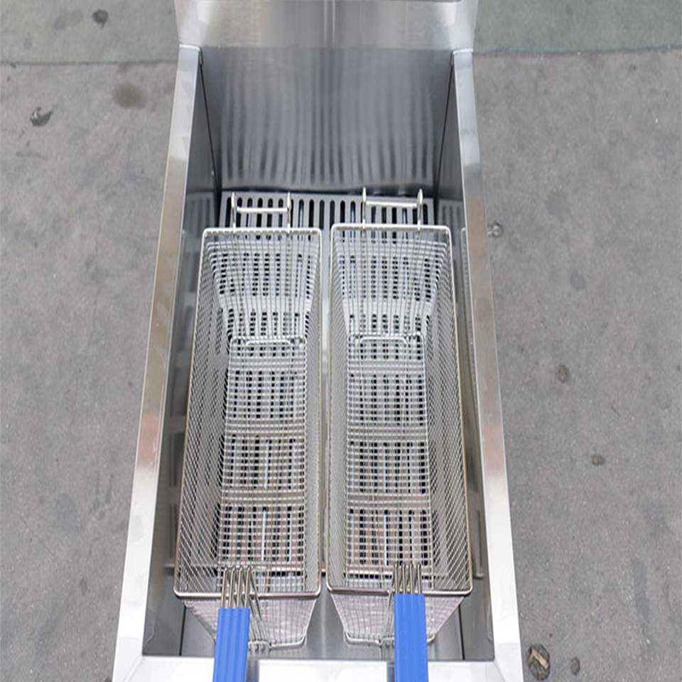 E-RQZ-747 Dual Basket Gas Fryer 15L Commercial Kitchen Equipment