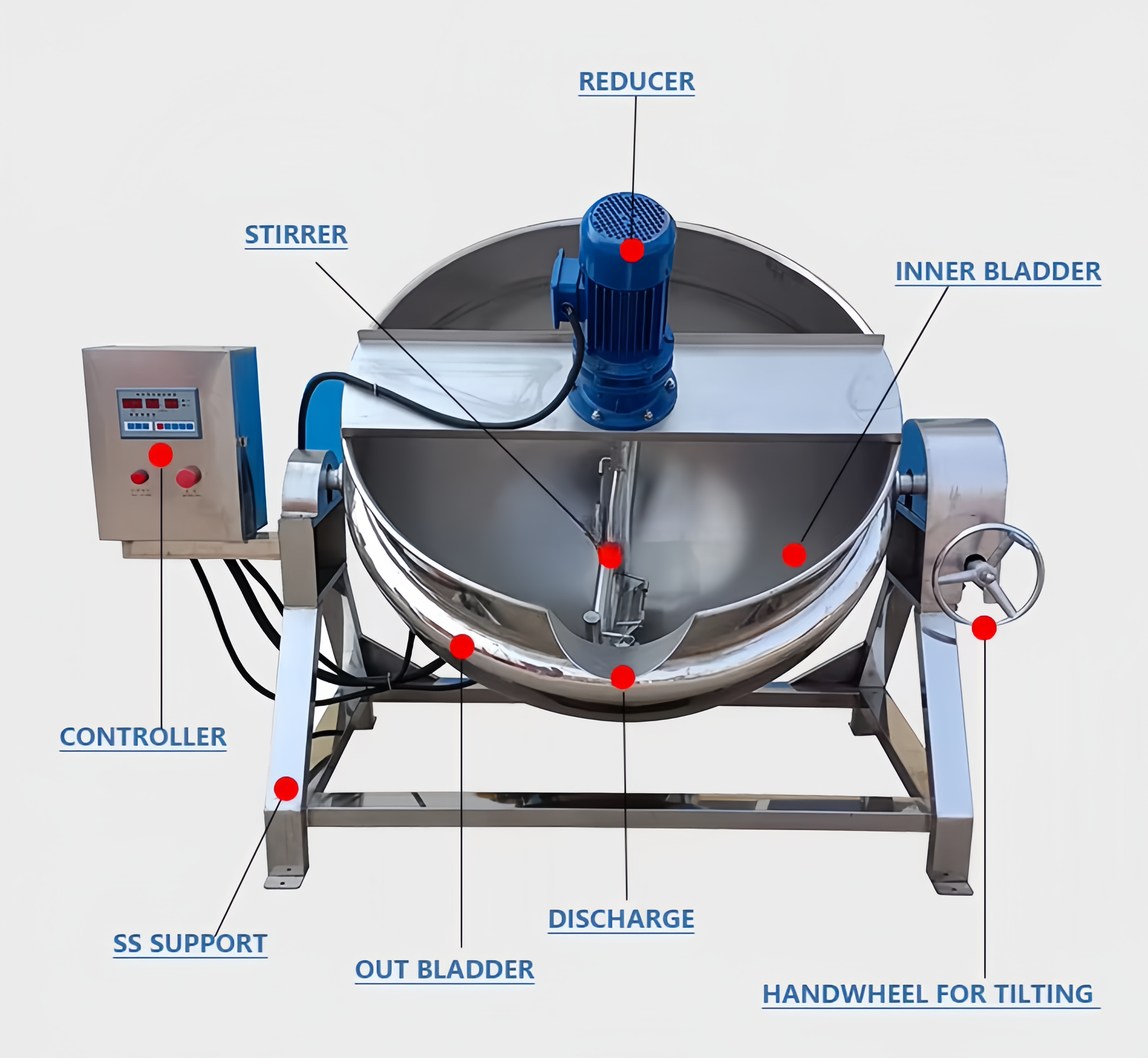 Electric SUS304 Jacketed Cooking Kettle 100-600L Capacity Hand-Tilt Models