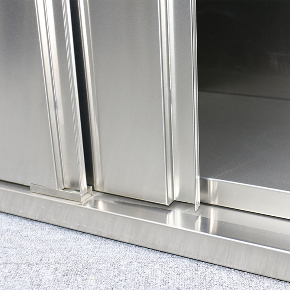 Stainless Steel Worktable YDLZZLM-1270WS with Sliding Cabinet and Backsplash
