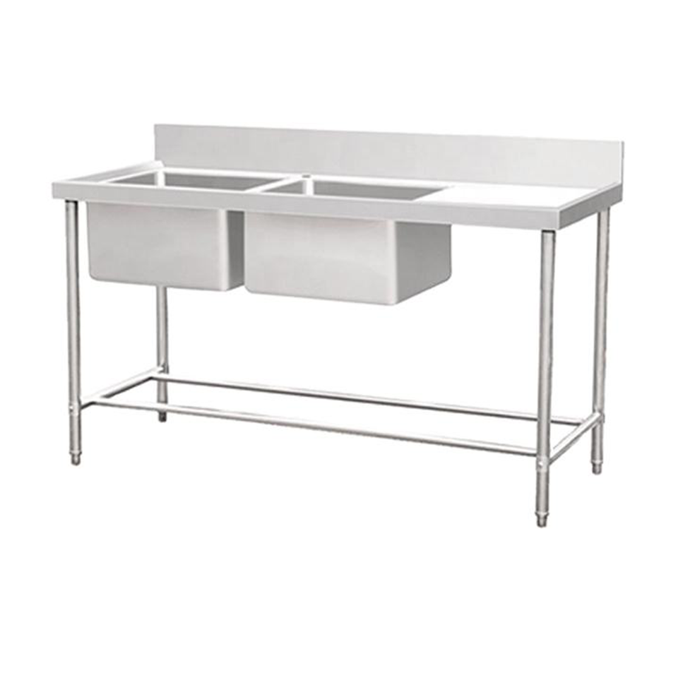 ZZZS Stainless Steel Double Sink with Bottom Shelf for Restaurants and Kitchens