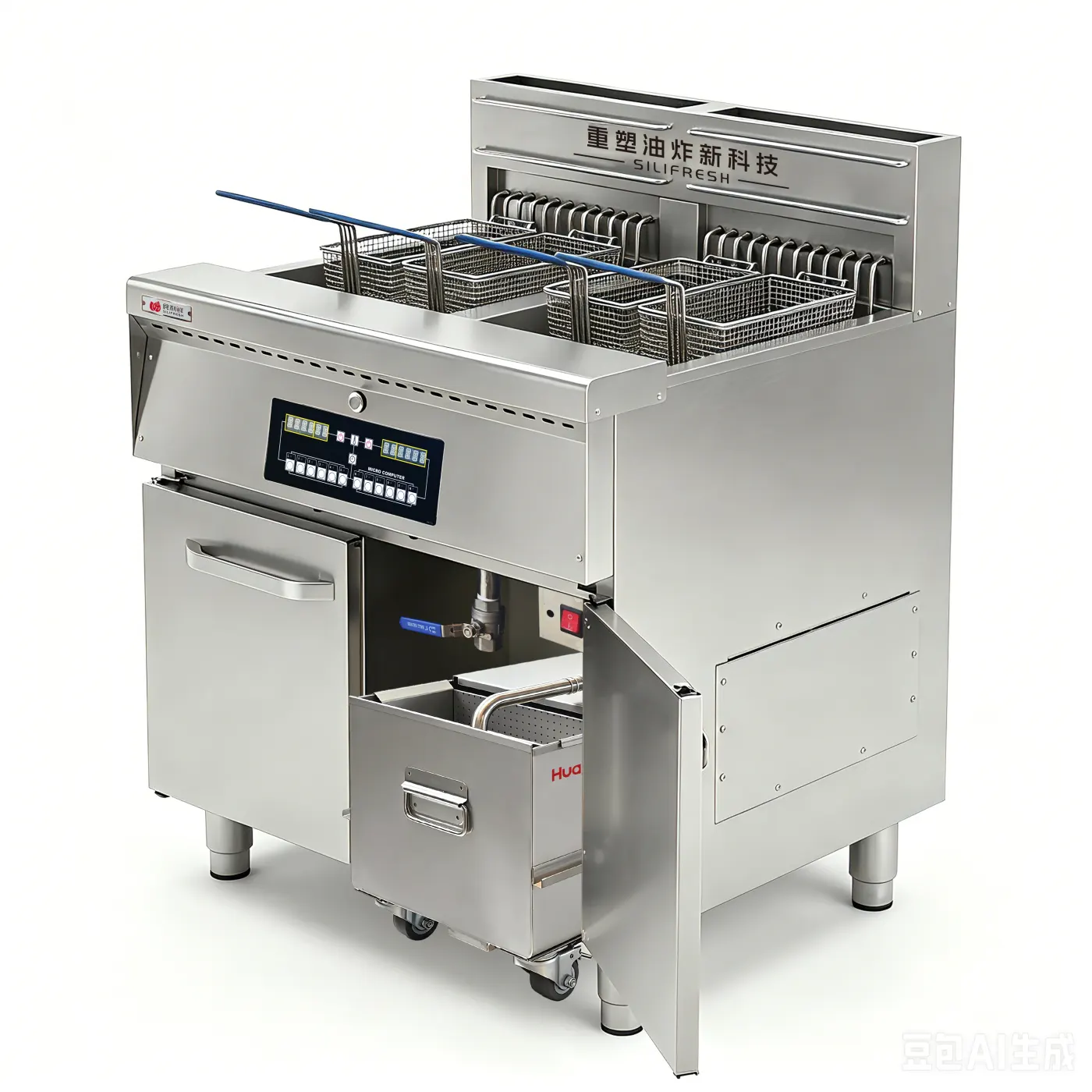 Microseismic Wave Double-Tank Fryer with Built-In Oil Filter 415V