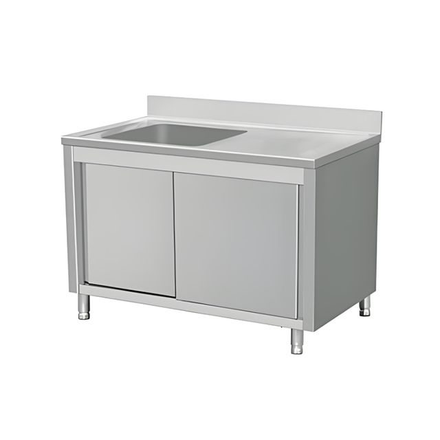 Commercial Integrated Sink Storage Cabinet Stainless Steel Gravity Feet